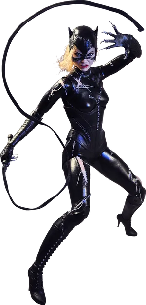 Catwomanin Action Pose PNG Image