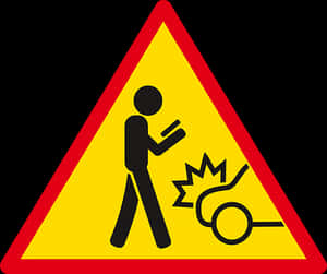 Caution Distracted Walking Sign PNG image with transparent background