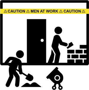 Caution Men At Work Signage PNG Image