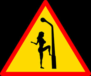 Caution Silhouette Dancing Sign PNG image with transparent background