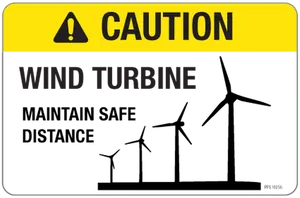 Caution Wind Turbine Safety Sign PNG Image