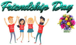 Celebrating Friendship Day Cartoon Friendsand Flowers PNG with transparent background