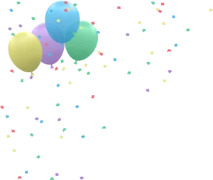 Celebratory Balloonsand Confetti PNG Image