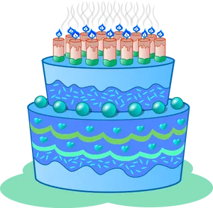 Celebratory Birthday Cake Illustration PNG Image