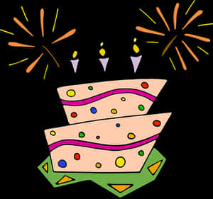Celebratory Birthday Cake Illustration PNG with transparent background