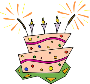Celebratory Birthday Cake Illustration PNG Image
