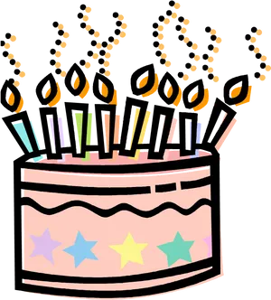 Celebratory Birthday Cake Illustration PNG Image