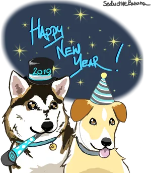 Celebratory Dogs New Year2019 PNG Image