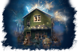 Celebratory Fireworks Over House.jpg PNG image with transparent background