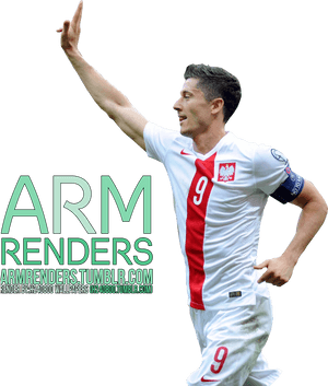 Celebratory Footballer Robert Lewandowski PNG image with transparent background