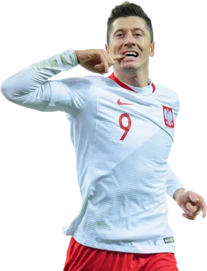 Celebratory Soccer Player Gesture PNG Image