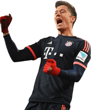 Celebratory Soccer Player Lewandowski PNG image with transparent background
