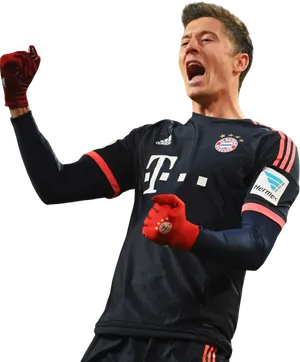 Celebratory Soccer Player Lewandowski PNG Image