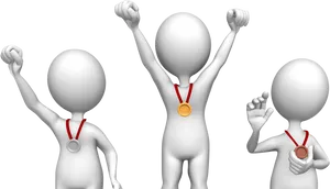 Celebratory3 D Characters Winning Medals PNG Image