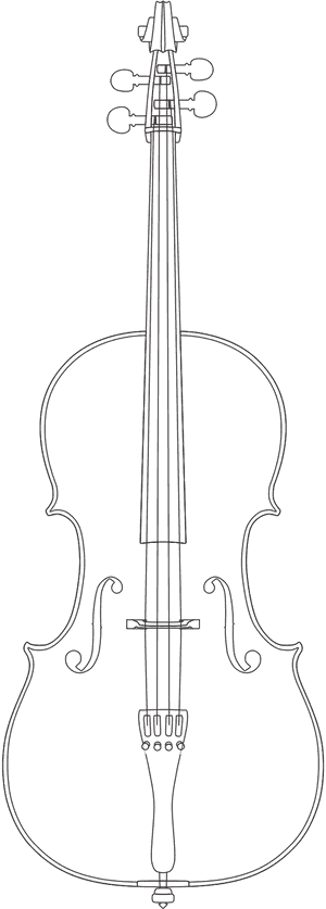 Cselló Fekete Fehér Rajz, HD Png Download PNG