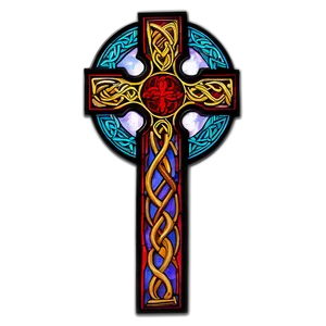 Celtic Cross In Stained Glass Png Dxr PNG Image