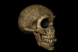 Celtic Engraved Skull Artwork PNG image with transparent background