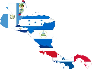 Central American Flags Map PNG Image