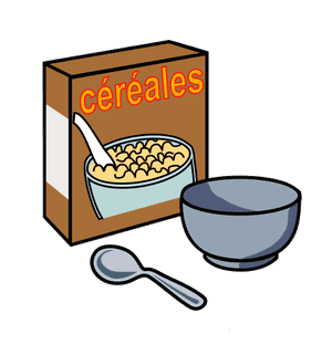 Cereal Box Bowl Spoon Clipart PNG with transparent background