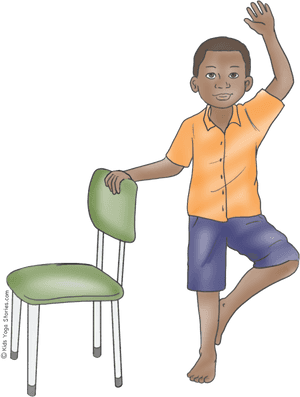 Tree Pose For Kids Using A Chair - Chair Yoga Poses Png, Transparent Png PNG image with transparent background