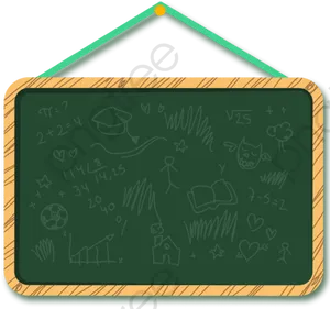 Chalkboard Doodles Green Banner PNG Image