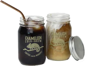 Chameleon Cold Brew Coffee Jars PNG Image