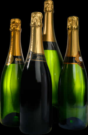 Champagne Bottles Black Background PNG image with transparent background