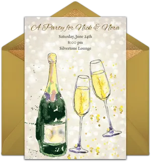 Champagne Celebration Invitation Card PNG Image