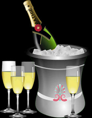 Anniversary, Sparkling Wine, Bottle, Bucket - Ice Bucket Champagne Png, Transparent Png PNG