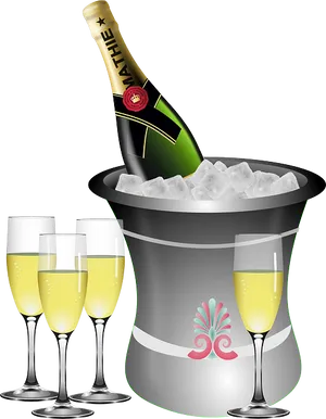 Champagne Celebration Vector Illustration PNG Image