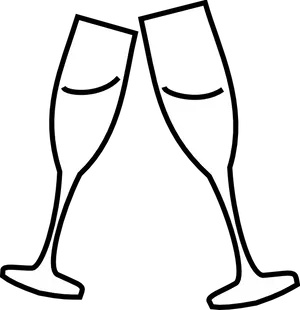Champagne Glasses Clinking Graphic PNG Image