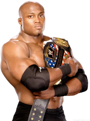 Champion Wrestler Holding Belt PNG Image