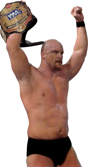 Champion Wrestler Victory Pose PNG Image