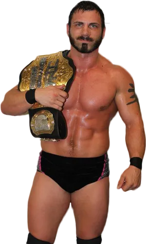 Champion Wrestlerwith Belt PNG Image