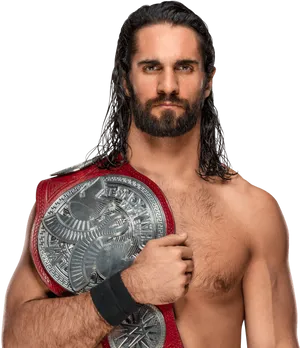 Champion Wrestlerwith Belt PNG Image