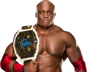 Champion Wrestlerwith Belt PNG Image