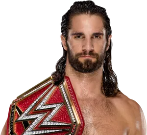 Champion Wrestlerwith Title Belt PNG Image