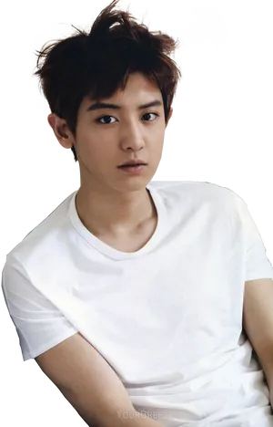 Chanyeol Casual White Tee PNG Image