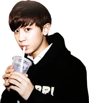 Chanyeol Drinking Beverage Casual Look PNG Image