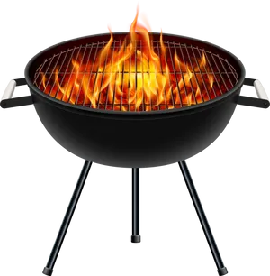 Charcoal Grillwith Flames PNG Image