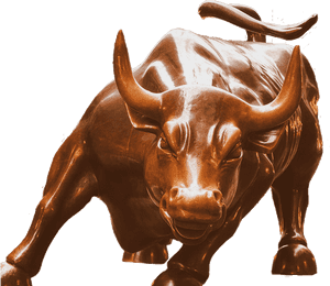 Charging Bull Sculpture PNG with transparent background