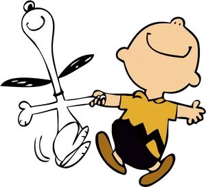 Charlieand Snoopy Dancing PNG Image