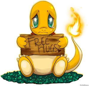 Charmander Free Hugs Sign PNG Image