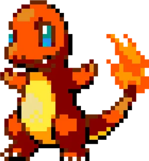 Charmander Pixel Art PNG Image