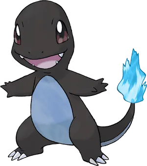 Charmander Pokemonwith Blue Flame PNG Image