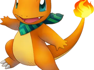 Charmander Pokemonwith Flame Tail PNG Image