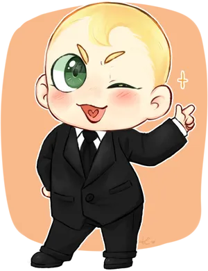 Charming Boss Baby Cartoon PNG Image