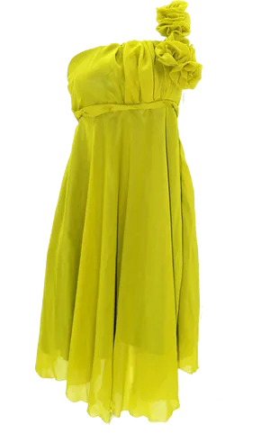 Chartreuse One Shoulder Cocktail Dress PNG Image