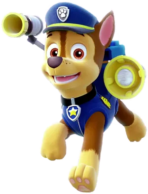 Chase Paw Patrol Action Pose PNG Image