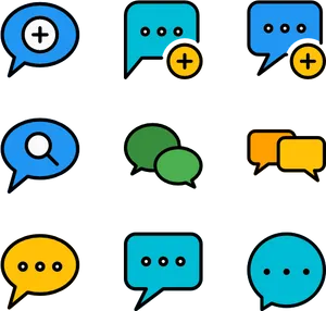 Chat Bubble Icons Collection PNG Image